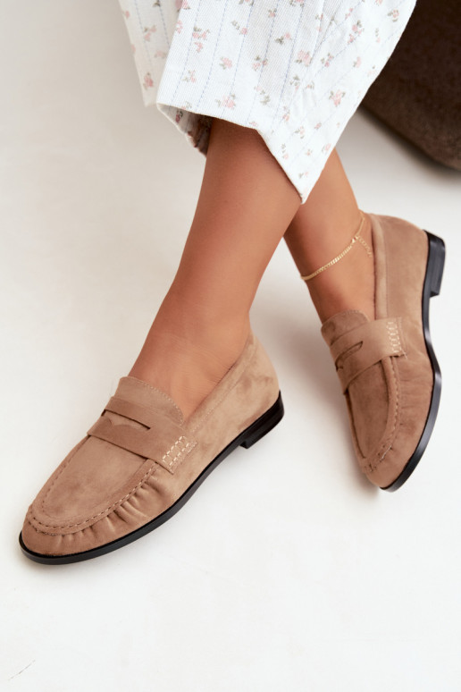 women's loafers with ruffles in sand color Cayen