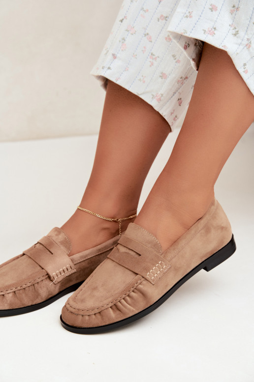 women's loafers with ruffles in sand color Cayen