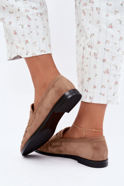 women's loafers with ruffles in sand color Cayen