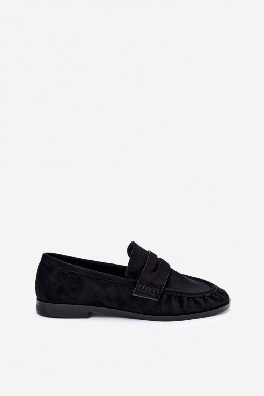 women's loafers with ruffles in black color Cayen