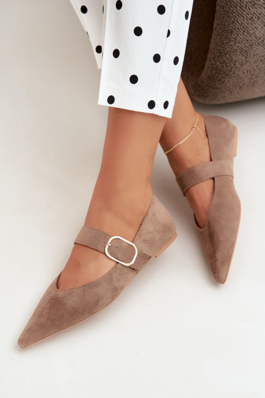 women's ballerinas with straps and buckles in sand color Melby