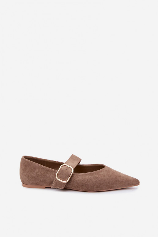women's ballerinas with straps and buckles in sand color Melby