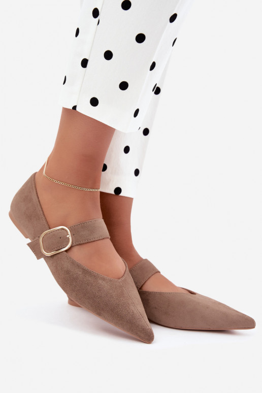 women's ballerinas with straps and buckles in sand color Melby