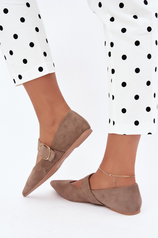 women's ballerinas with straps and buckles in sand color Melby