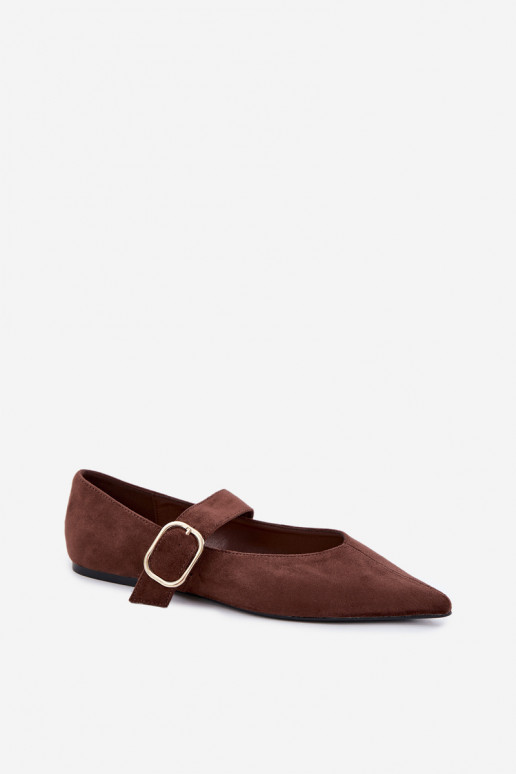 women's ballerinas with straps and buckles in brown color Melby