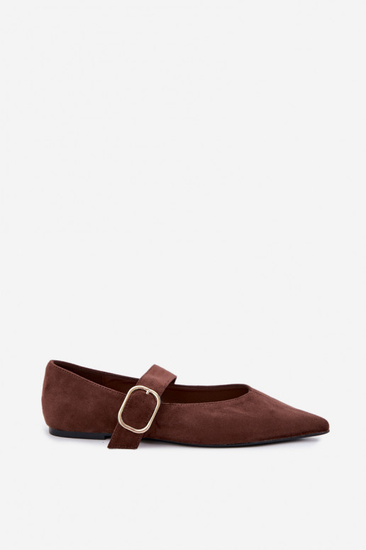 women's ballerinas with straps and buckles in brown color Melby