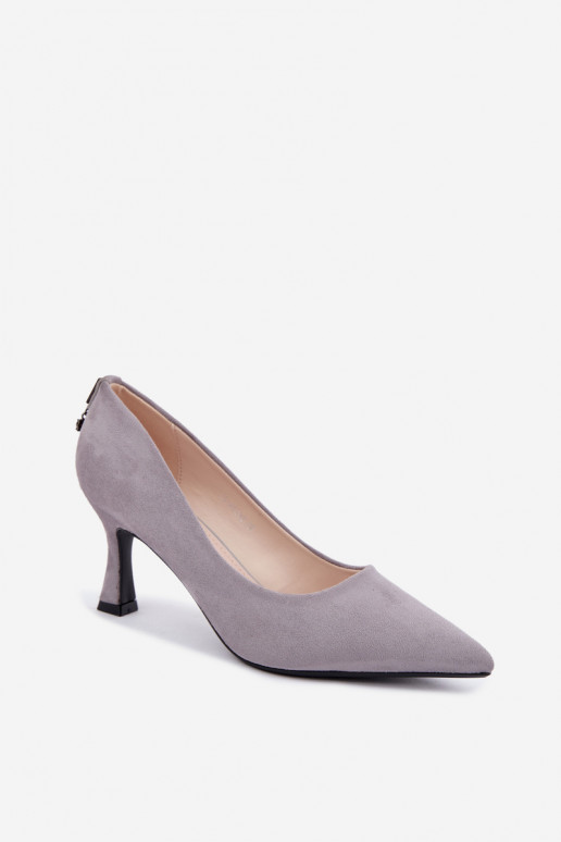 shoes with heels Klepsydra Vinceza 62330 in gray color