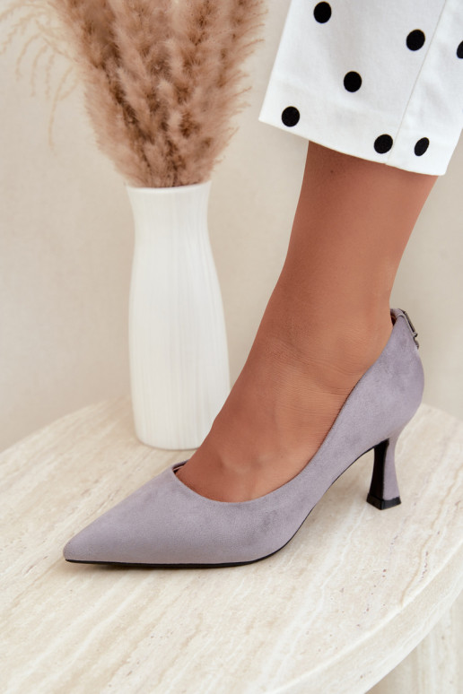 shoes with heels Klepsydra Vinceza 62330 in gray color