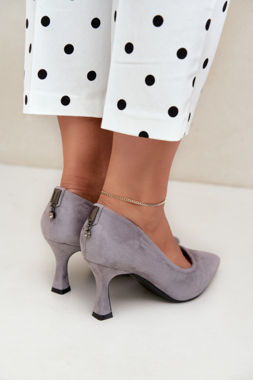 shoes with heels Klepsydra Vinceza 62330 in gray color
