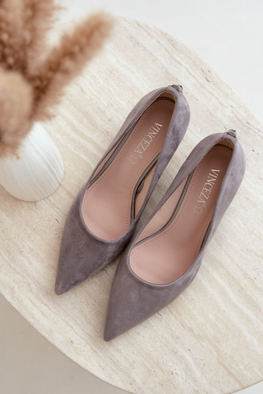 shoes with heels Klepsydra Vinceza 62330 in gray color
