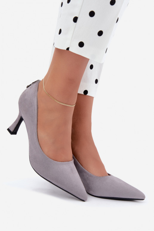 shoes with heels Klepsydra Vinceza 62330 in gray color