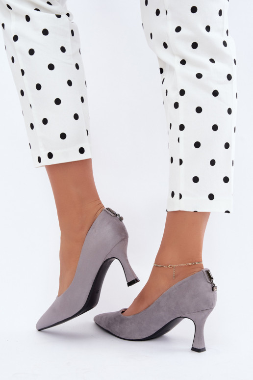 shoes with heels Klepsydra Vinceza 62330 in gray color