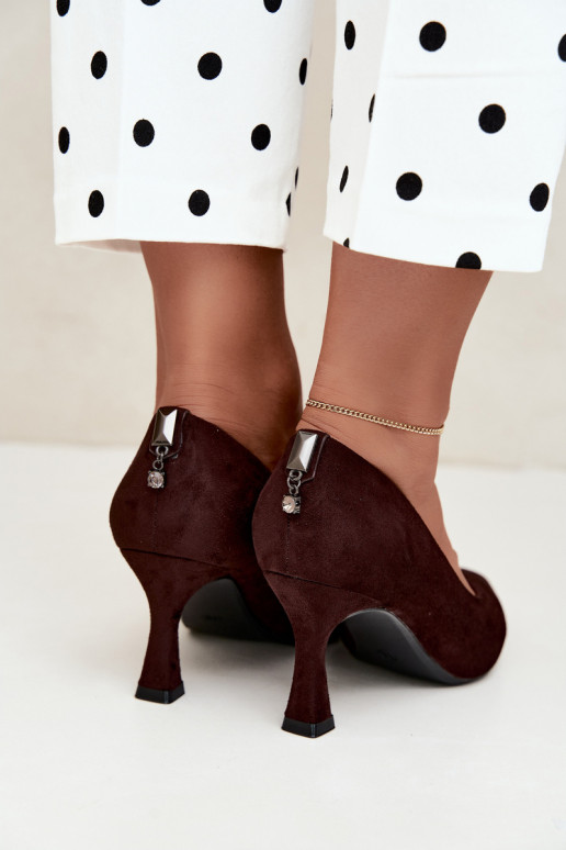 shoes with heels Klepsydra Vinceza 62330 in brown color