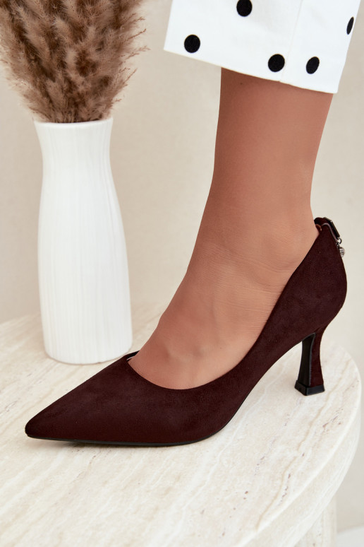 shoes with heels Klepsydra Vinceza 62330 in brown color
