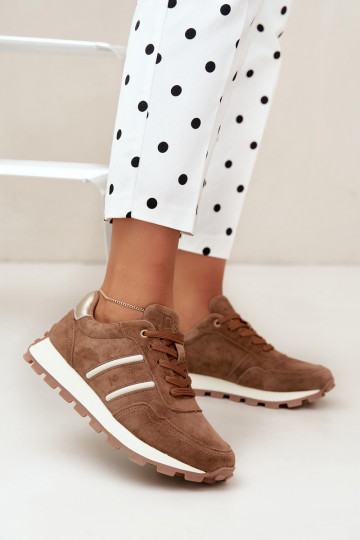 sneakers made of faux suede D&A LR62-7101 in brown color 2