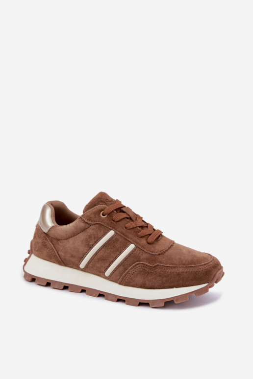 sneakers made of faux suede D&A LR62-7101 in brown color