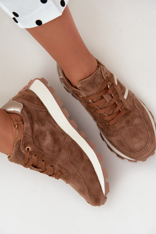 sneakers z sztucznej zamszowej D&A LR62-7101 w kolorze brązowym