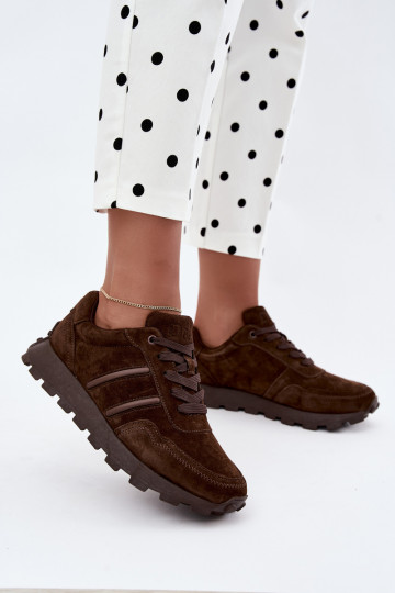 sneakers made of faux suede D&A LR62-7101 in brown color 2
