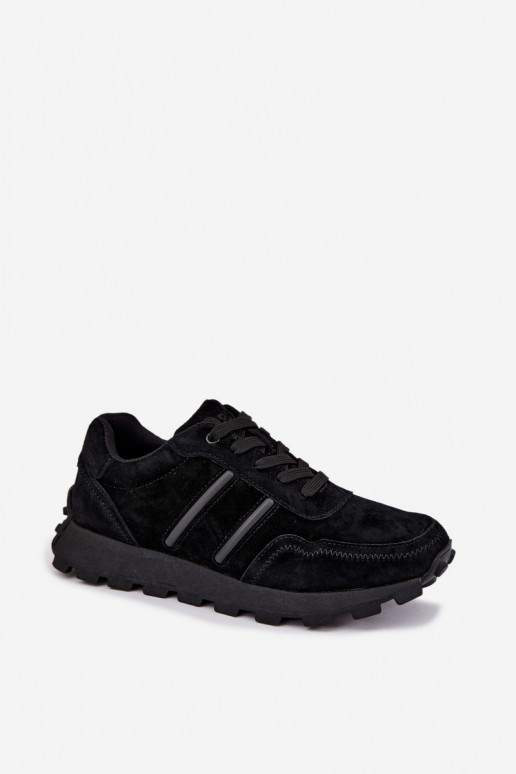 sneakers made of faux suede D&A LR62-7101 in black color