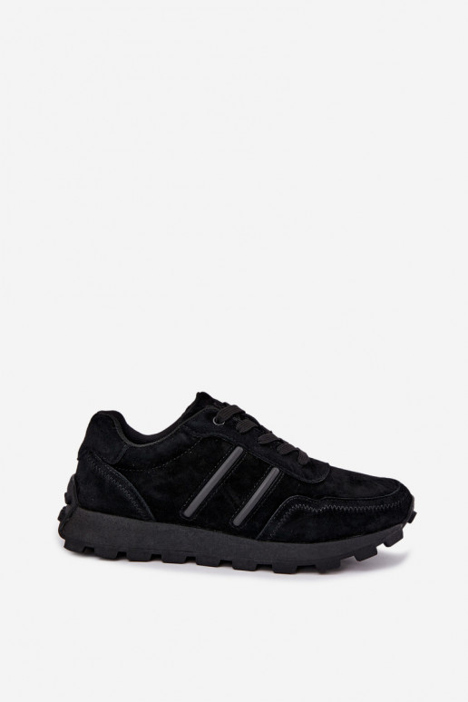 sneakers made of faux suede D&A LR62-7101 in black color