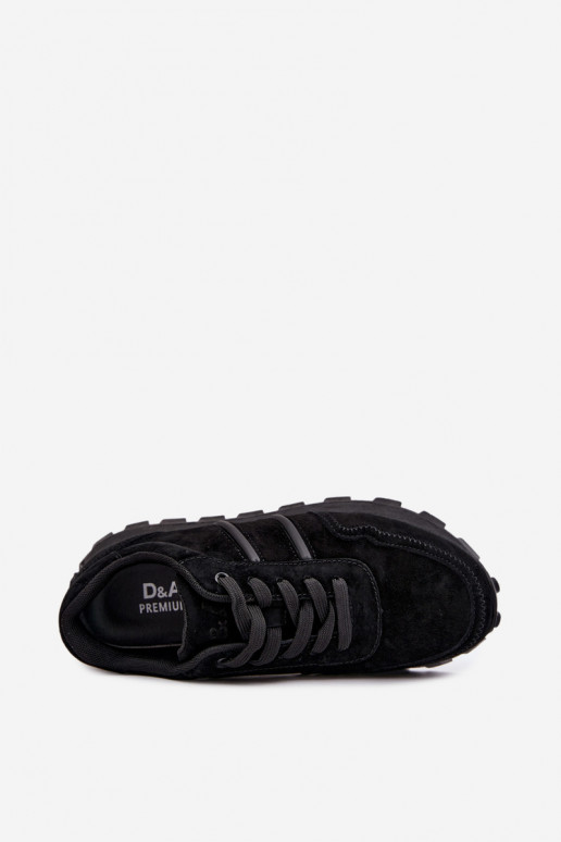 sneakers made of faux suede D&A LR62-7101 in black color
