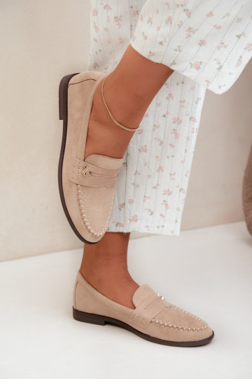 women's loafers with decorative details in sand color Treya