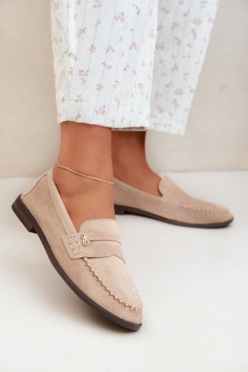 women's loafers with decorative details in sand color Treya 2