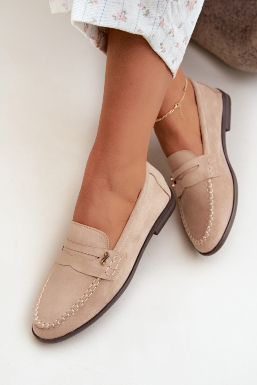 women's loafers with decorative details in sand color Treya