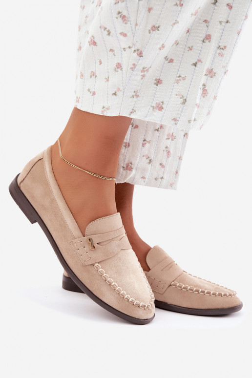 women's loafers with decorative details in sand color Treya