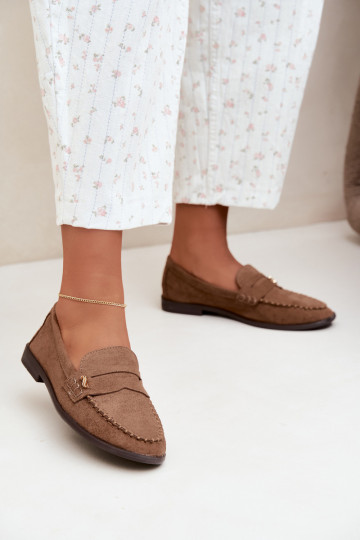 women's loafers with decorative details in brown color Treya
