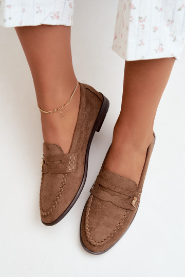 women's loafers with decorative details in brown color Treya 2