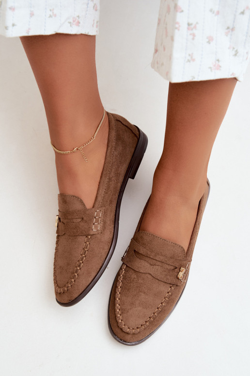 women's loafers with decorative details in brown color Treya