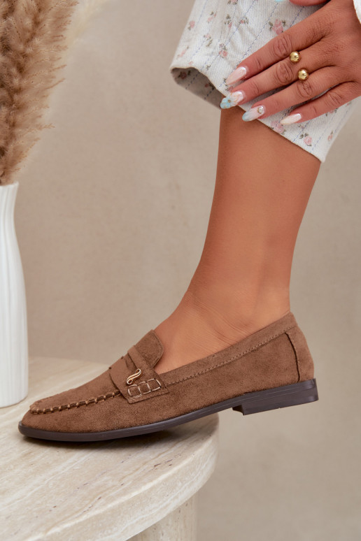 women's loafers with decorative details in brown color Treya
