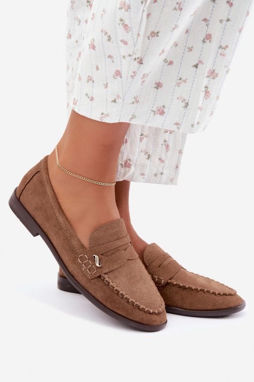 women's loafers with decorative details in brown color Treya
