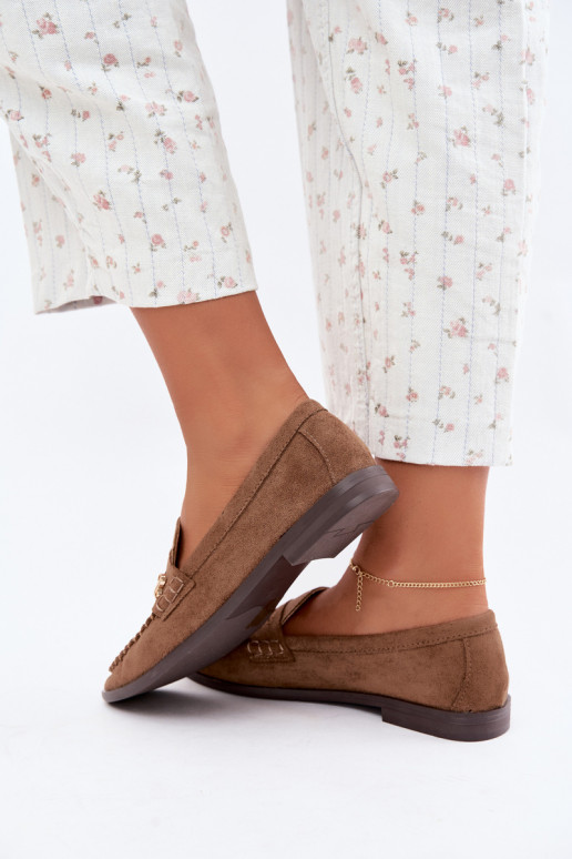 women's loafers with decorative details in brown color Treya