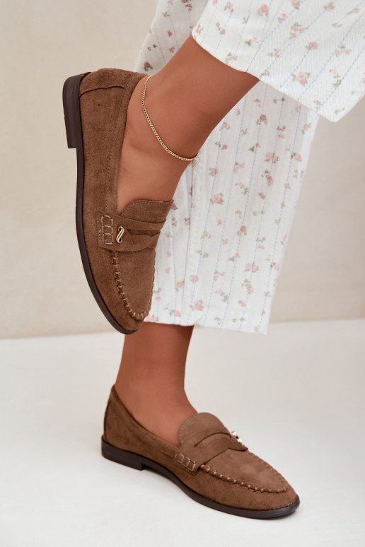 women's loafers with decorative details in brown color Treya