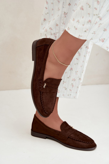 women's loafers with decorative details in brown color Treya