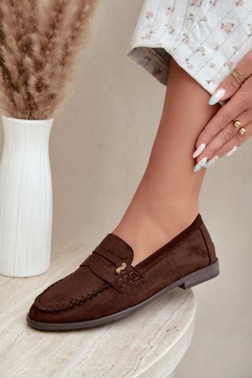 women's loafers with decorative details in brown color Treya
