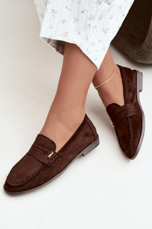 women's loafers with decorative details in brown color Treya