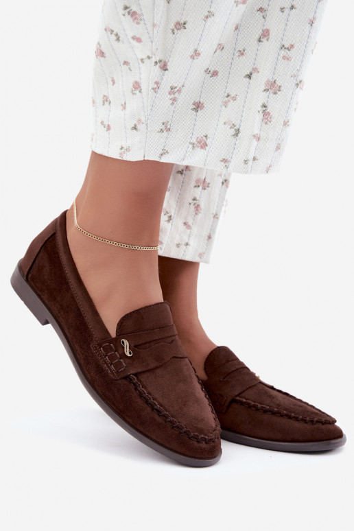 women's loafers with decorative details in brown color Treya