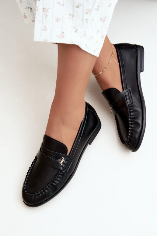 women's loafers with decorative details in black color Treya