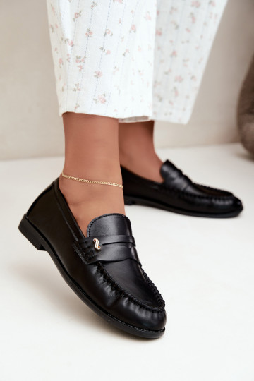 women's loafers with decorative details in black color Treya 2
