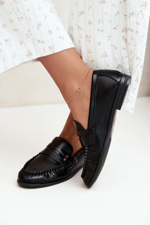 women's loafers with decorative details in black color Treya