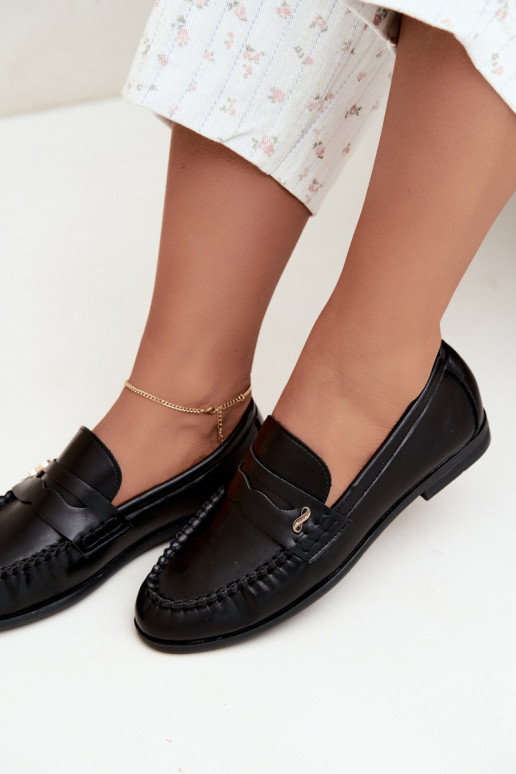 women's loafers with decorative details in black color Treya