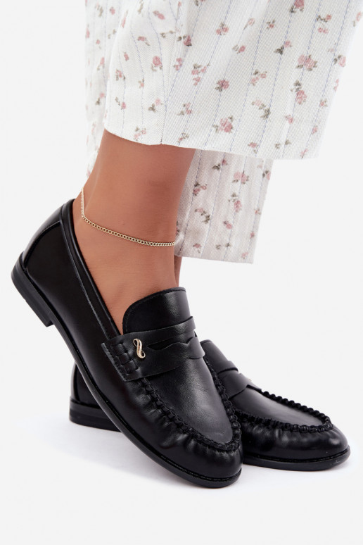 women's loafers with decorative details in black color Treya