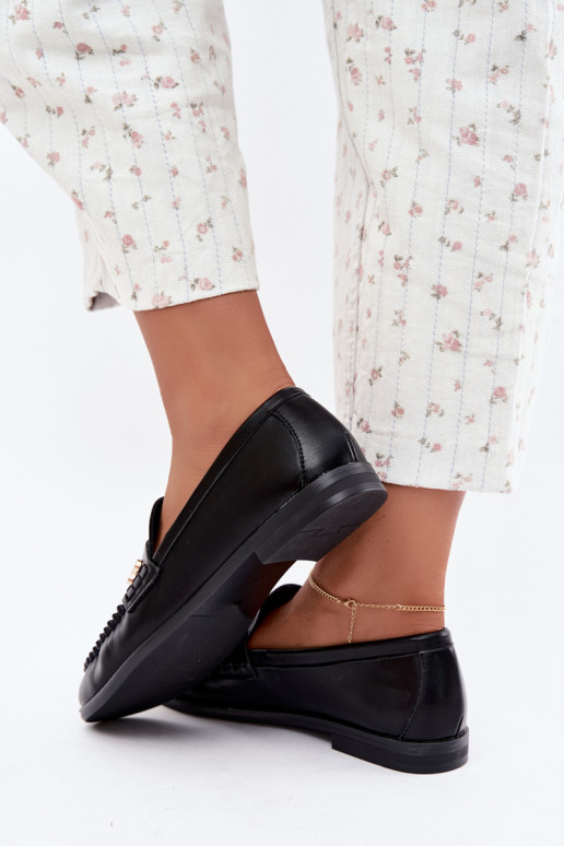 women's loafers with decorative details in black color Treya