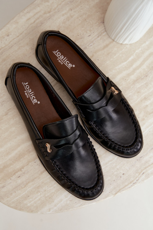 women's loafers with decorative details in black color Treya