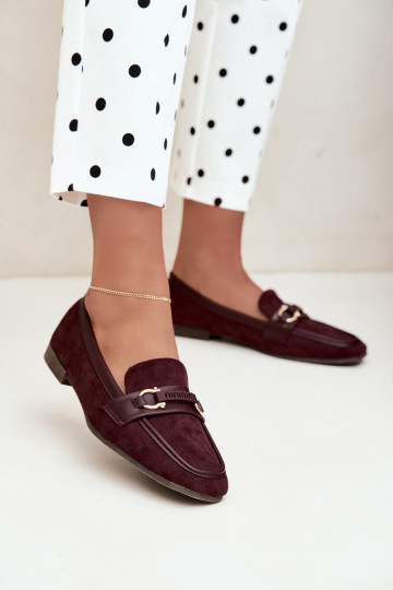 Burgundy moccasins with decorative elements Evelora 2