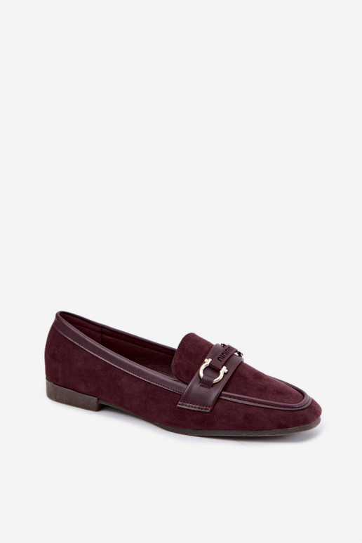 Burgundy moccasins with decorative elements Evelora