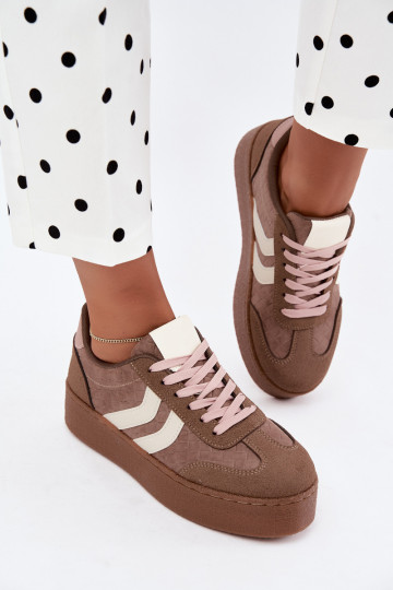 Khaki sneakers with platform and straps Kaya